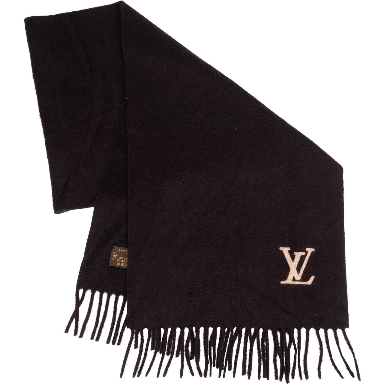 Louis Vuitton Louis Vuitton Monogram Emblem Cashmere Schal Scarf Bruin