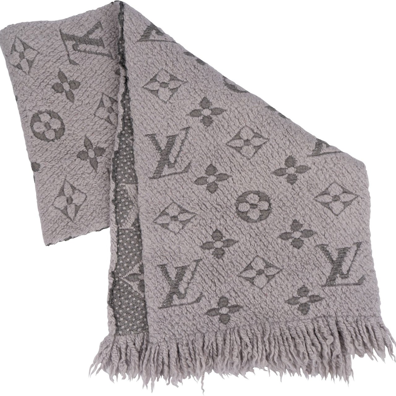 Louis Vuitton Louis Vuitton Wool Monogram Teddy Schal Scarf Donkergrijs