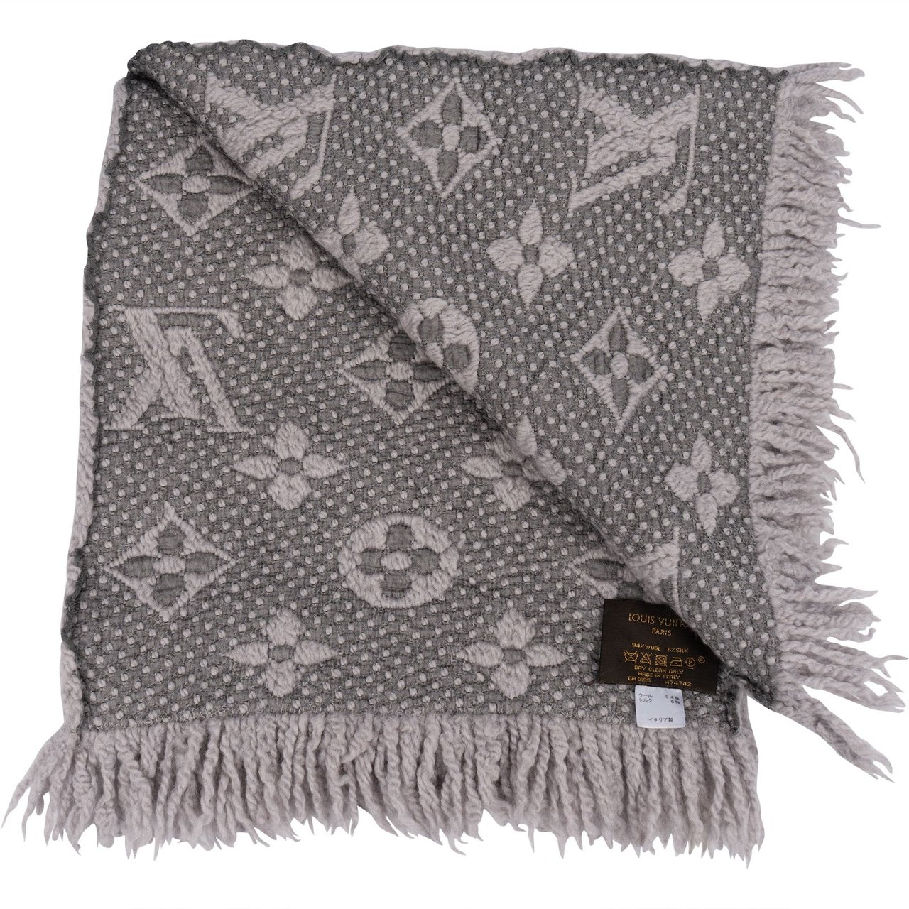 Louis Vuitton Louis Vuitton Wool Monogram Teddy Schal Scarf Donkergrijs