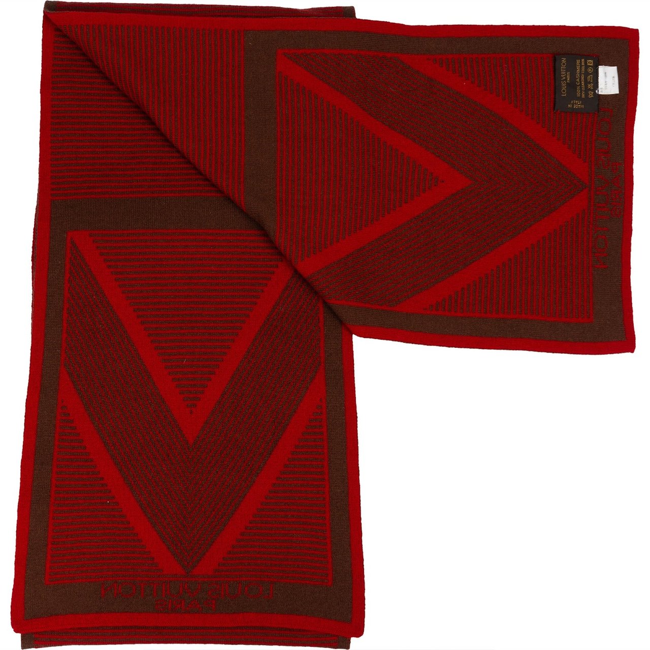 Louis Vuitton Louis Vuitton Wool Cashmere V Schal Scarf Rood