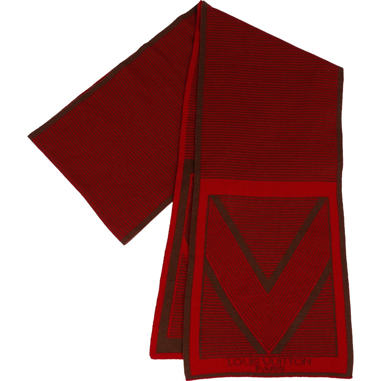 Louis Vuitton Louis Vuitton Wool Cashmere V Schal Scarf Rood