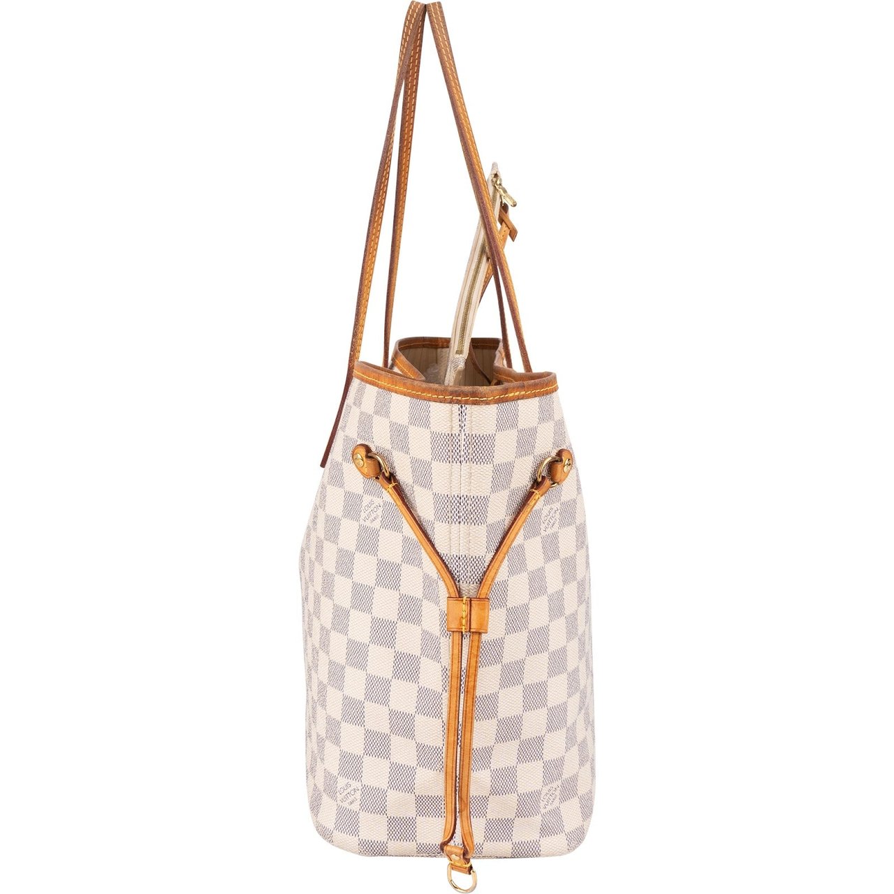 Louis Vuitton Louis Vuitton Monogram Damier Azur Canvas Neverfull MM Shoulder Bag Beige