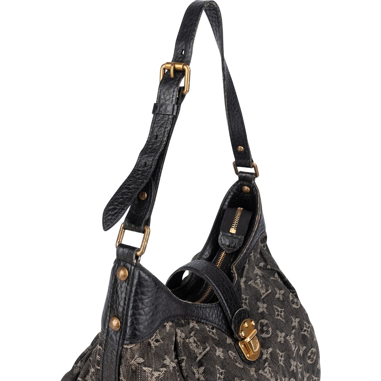 Louis Vuitton Louis Vuitton Monogram Denim Mahina Shoulder Crossbody Bag Zwart