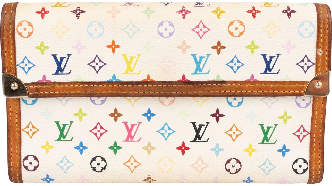 Louis Vuitton Monogram Murakami Multicolor Porte Tresor Wallet Wit