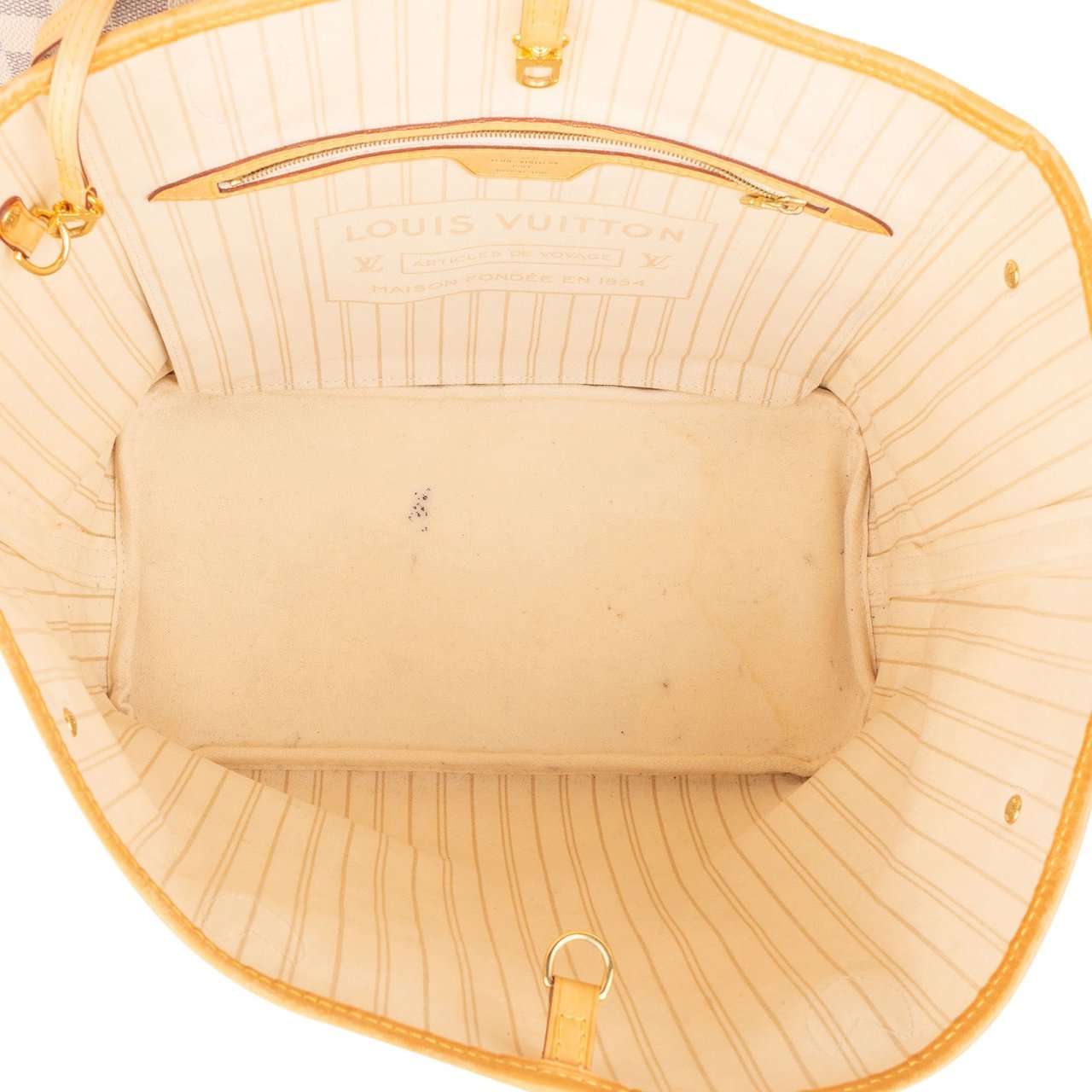 Louis Vuitton Monogram Damier Azur Canvas Neverfull MM Shoulder Bag Wit