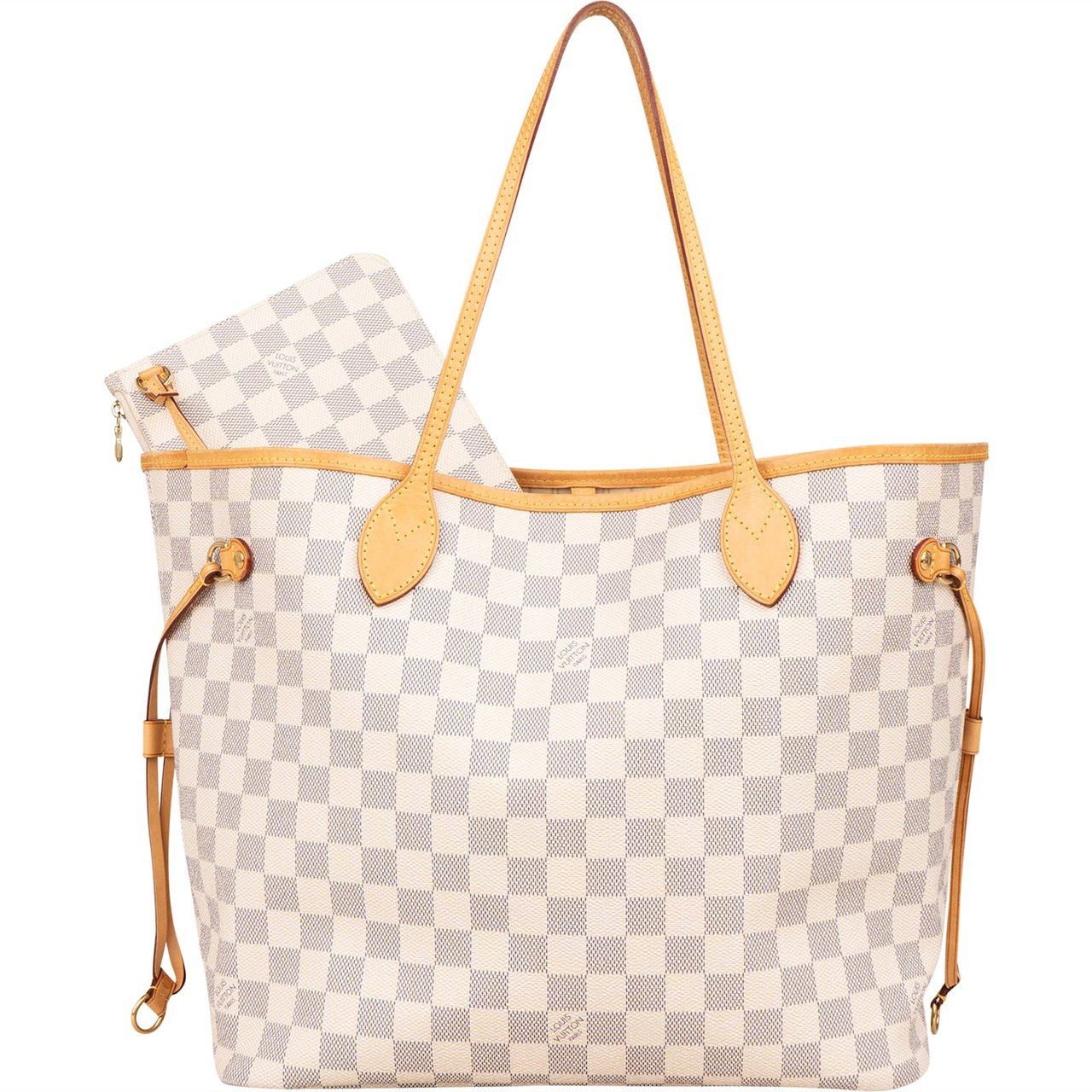 Louis Vuitton Monogram Damier Azur Canvas Neverfull MM Shoulder Bag Wit