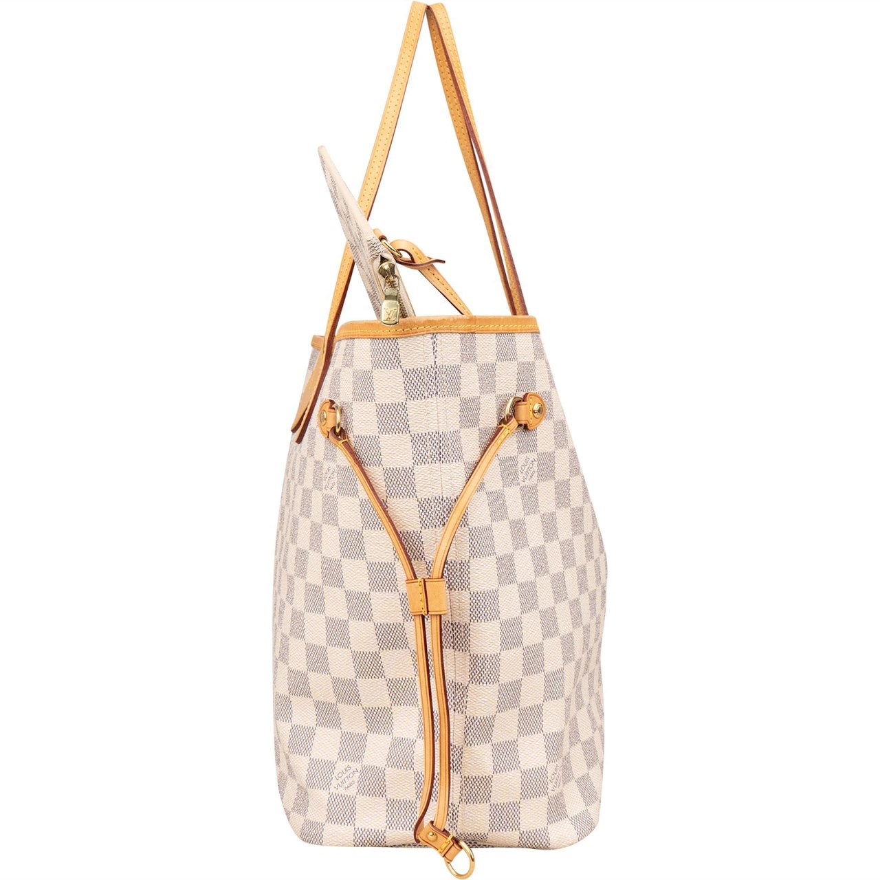 Louis Vuitton Monogram Damier Azur Canvas Neverfull MM Shoulder Bag Wit