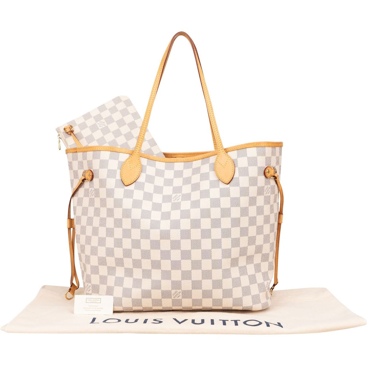 Louis Vuitton Louis Vuitton Monogram Damier Azur Canvas Neverfull MM Shoulder Bag Wit