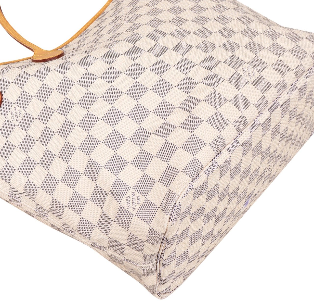 Louis Vuitton Monogram Damier Azur Canvas Neverfull MM Shoulder Bag Wit