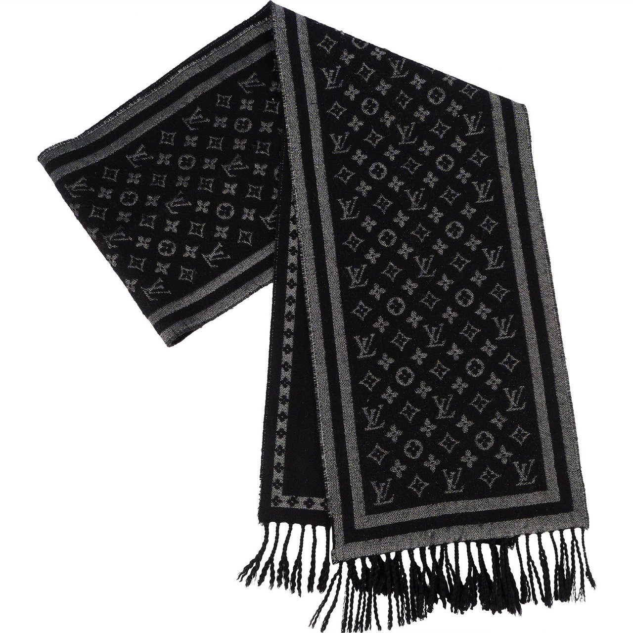 Louis Vuitton Louis Vuitton Monogram Logomania Shine Schal Scarf Zwart