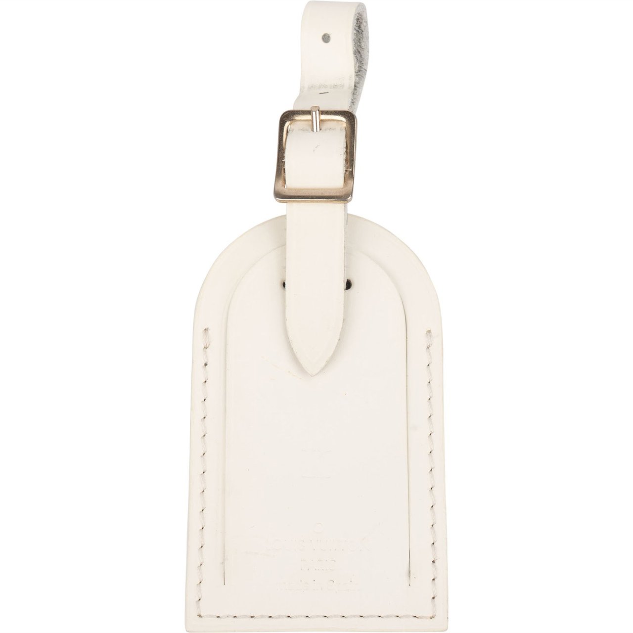 Louis Vuitton White Leather "K" Luggage Tag Wit