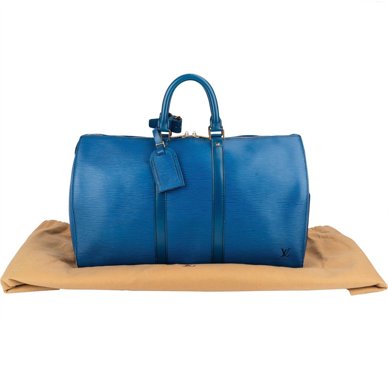 Louis Vuitton Louis Vuitton Blue Epi Leather Keepall 45 Travel Bag Blauw