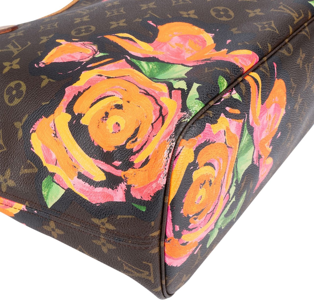 Louis Vuitton Louis Vuitton Monogram Canvas Roses Neverfull MM Shoulder Bag Bruin