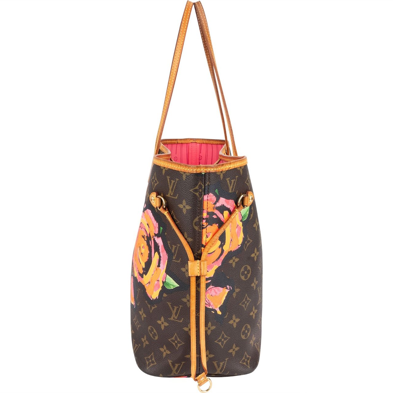 Louis Vuitton Louis Vuitton Monogram Canvas Roses Neverfull MM Shoulder Bag Bruin