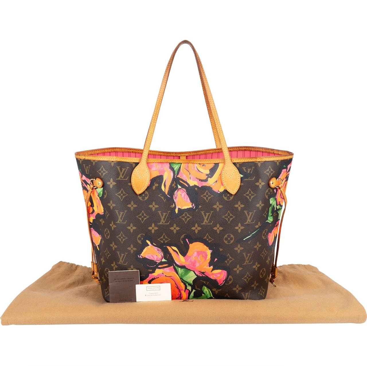 Louis Vuitton Louis Vuitton Monogram Canvas Roses Neverfull MM Shoulder Bag Bruin