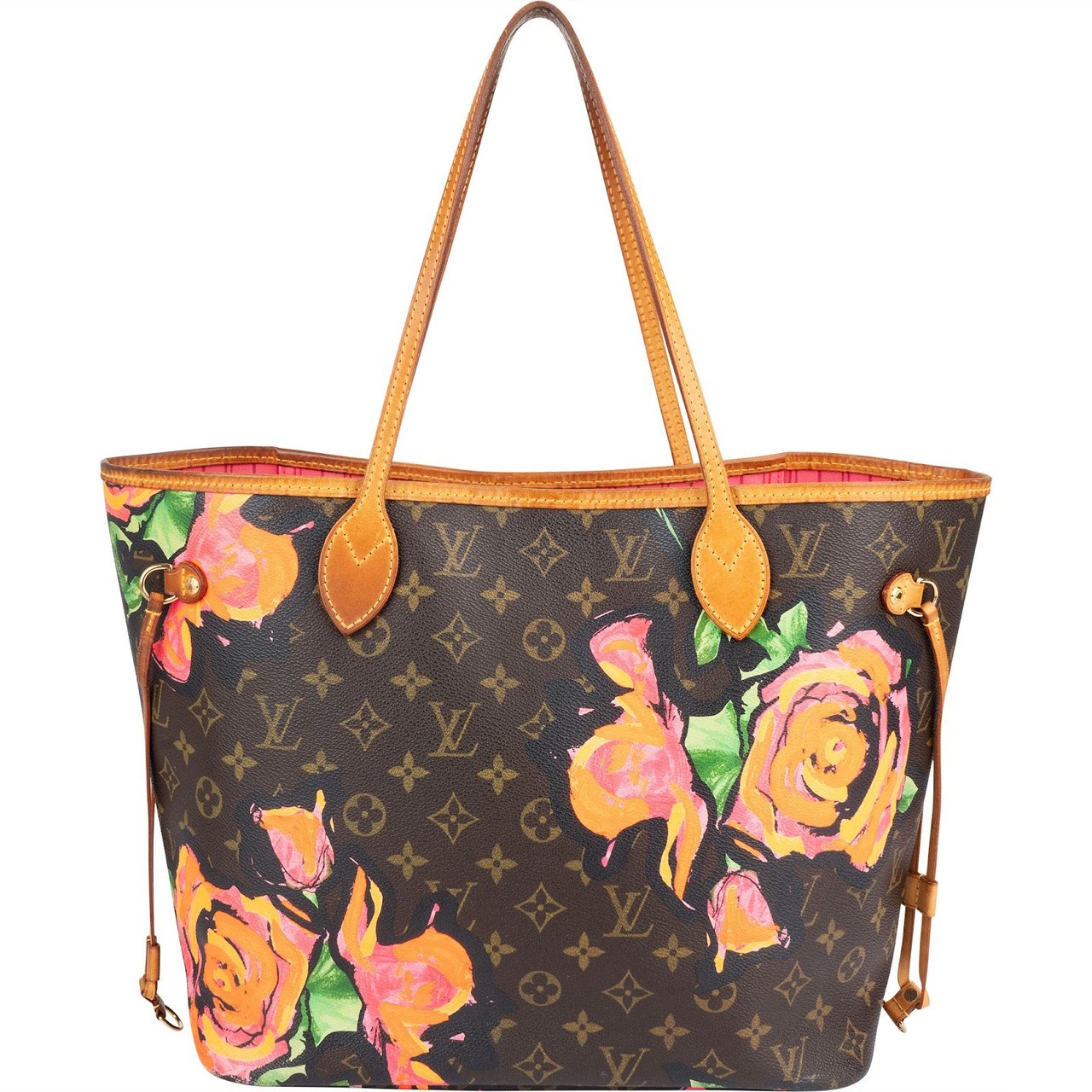 Louis Vuitton Louis Vuitton Monogram Canvas Roses Neverfull MM Shoulder Bag Bruin