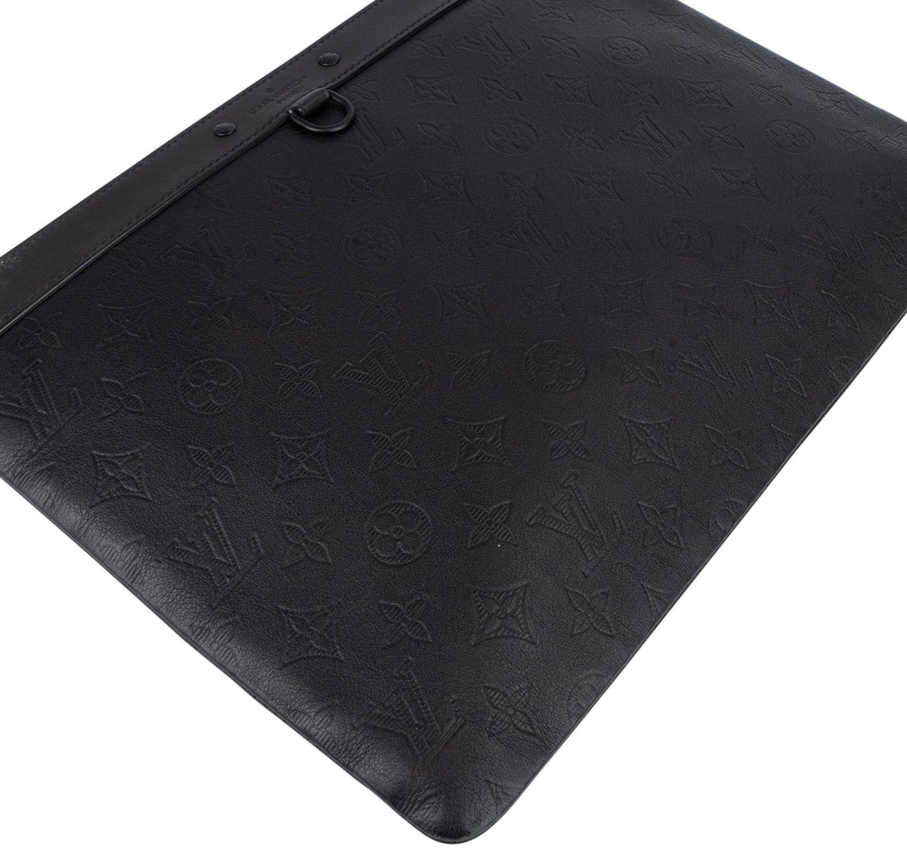 Louis Vuitton Louis Vuitton Monogram Shadow Leather Pochette Discovery Laptop Clutch Zwart