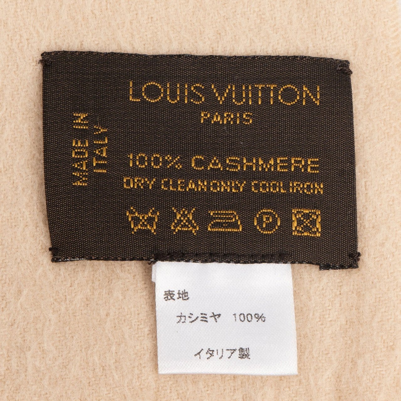 Louis Vuitton Louis Vuitton Cashmere Emblem Classic Schal Scarf Beige