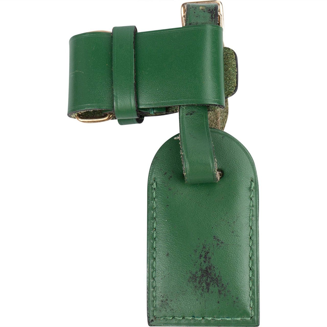 Louis Vuitton Green Leather Luggage Tag Set Groen