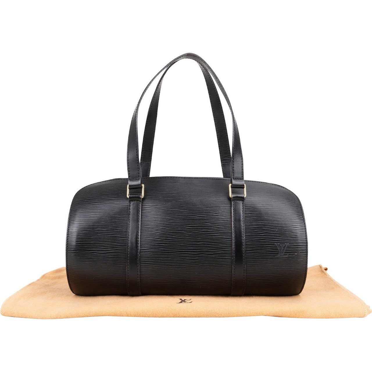 Louis Vuitton Louis Vuitton Noir Epi Leather Soufflot Handbag Zwart