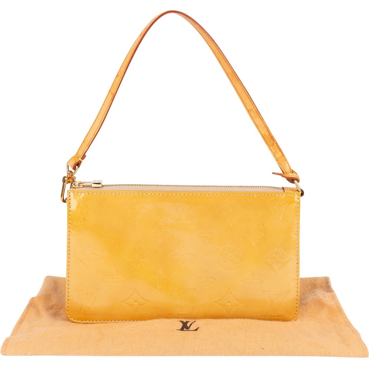 Louis Vuitton Monogram Vernis Pochette Lexington Handbag Geel