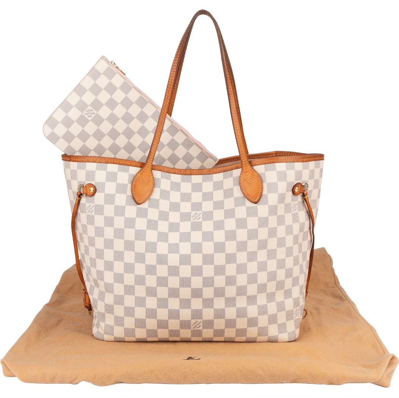 Louis Vuitton Louis Vuitton Monogram Damier Azur Neverfull MM Shoulder Bag Wit