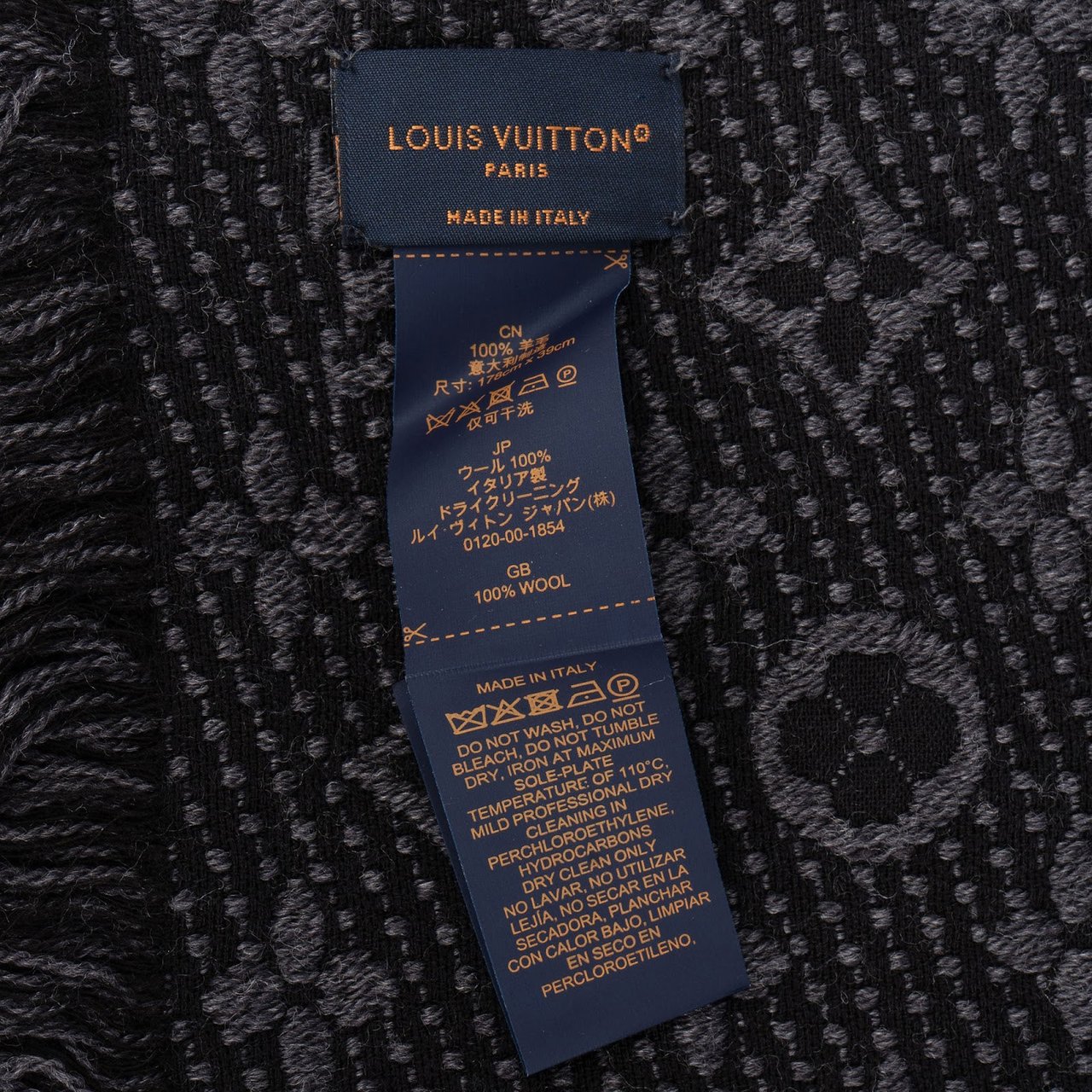 Louis Vuitton Louis Vuitton Wool Monogram Classic Schal Scarf Donkergrijs