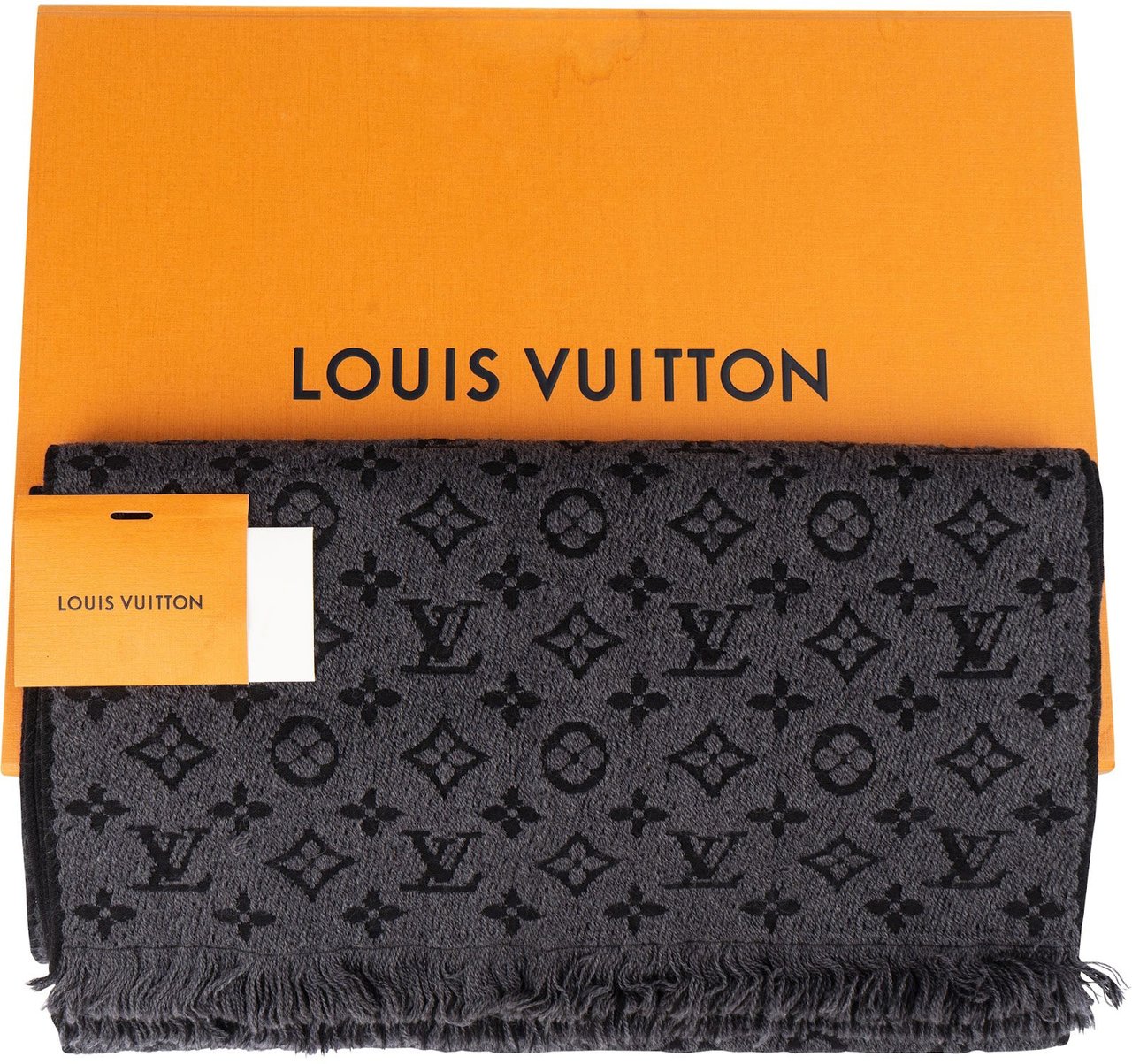 Louis Vuitton Louis Vuitton Wool Monogram Classic Schal Scarf Donkergrijs