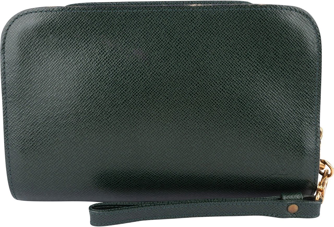 Louis Vuitton Louis Vuitton Green Taiga Leather Pochette Homme Clutch Groen