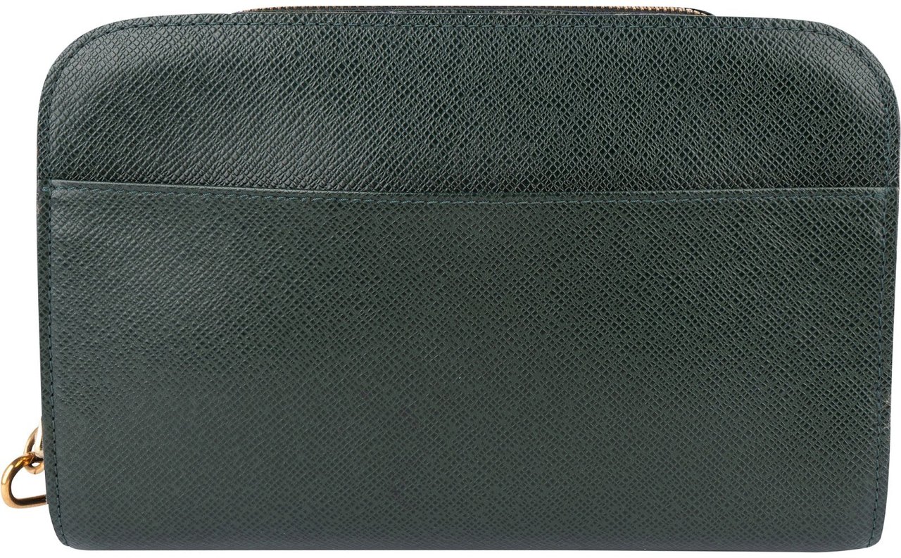 Louis Vuitton Louis Vuitton Green Taiga Leather Pochette Homme Clutch Groen