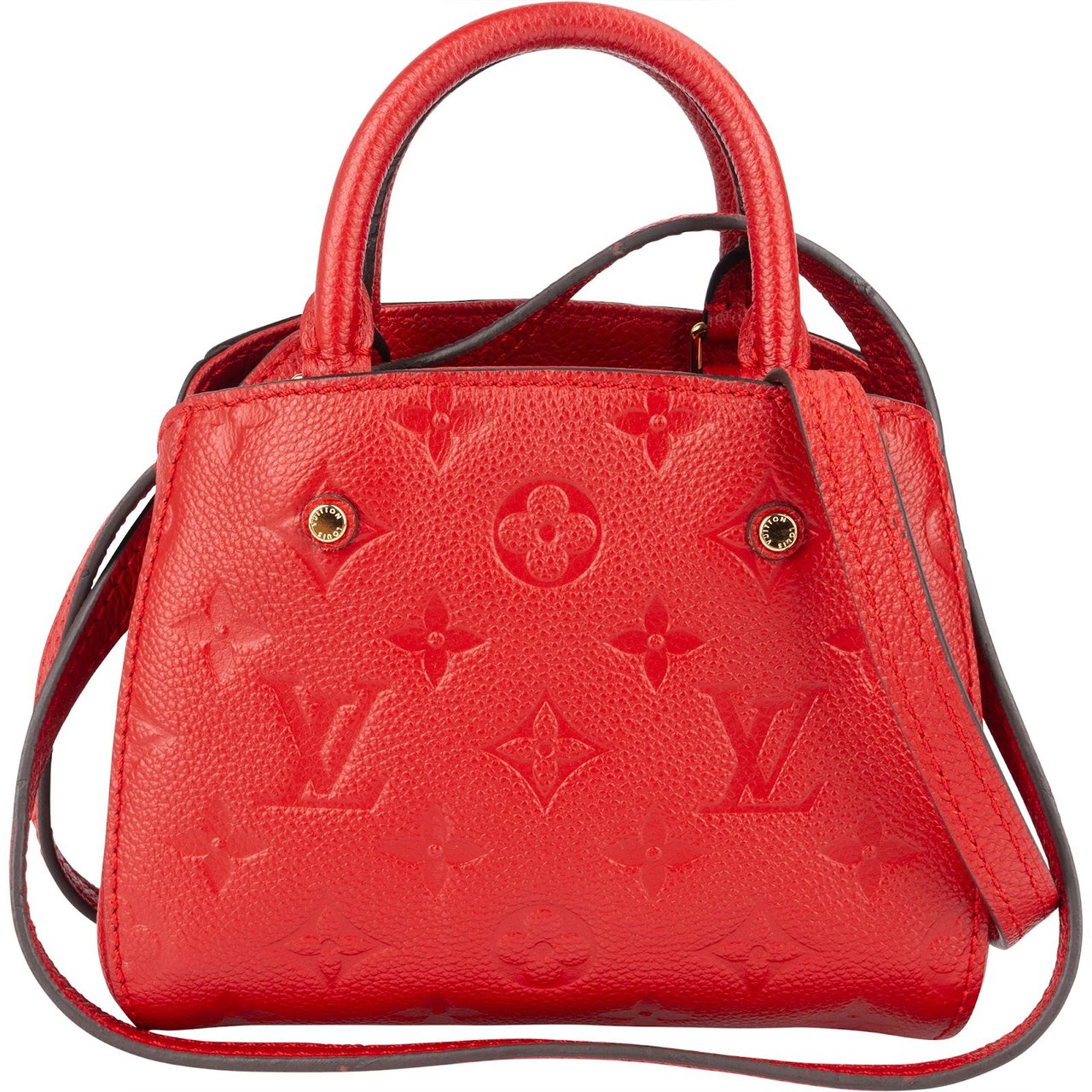 Louis Vuitton Louis Vuitton Leather Monogram Empreinte Nano Montaigne Crossbody Handbag Rood