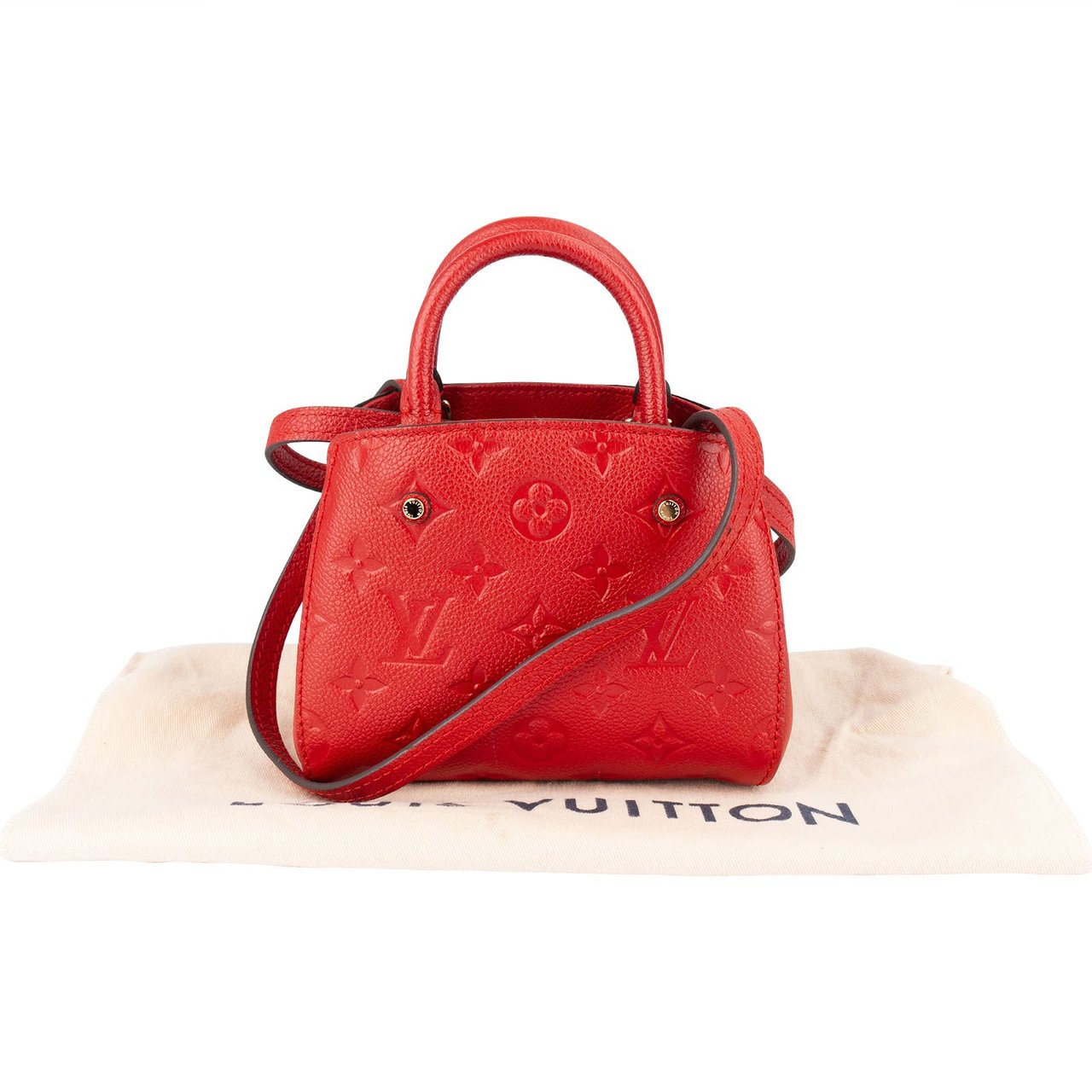 Louis Vuitton Louis Vuitton Leather Monogram Empreinte Nano Montaigne Crossbody Handbag Rood
