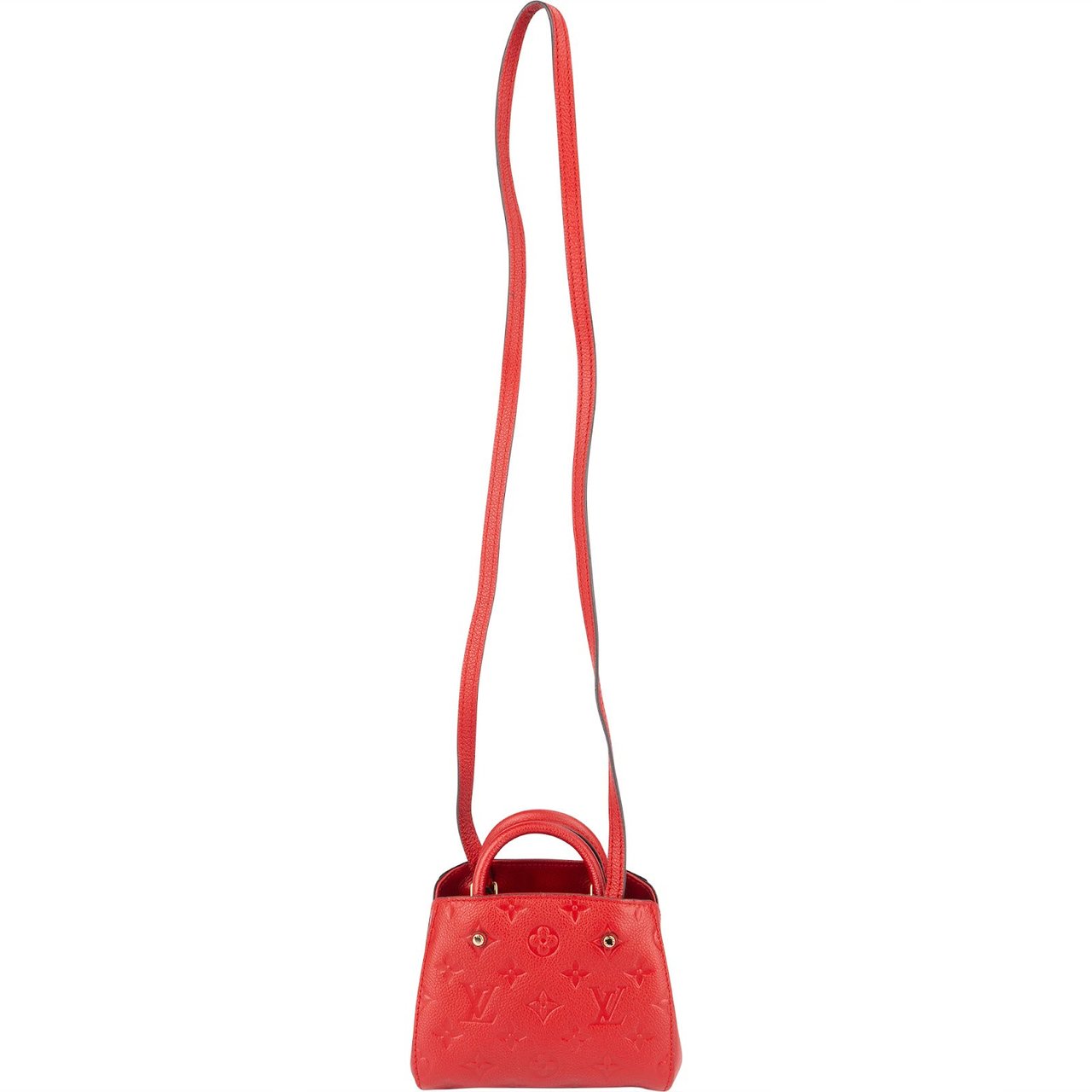 Louis Vuitton Louis Vuitton Leather Monogram Empreinte Nano Montaigne Crossbody Handbag Rood
