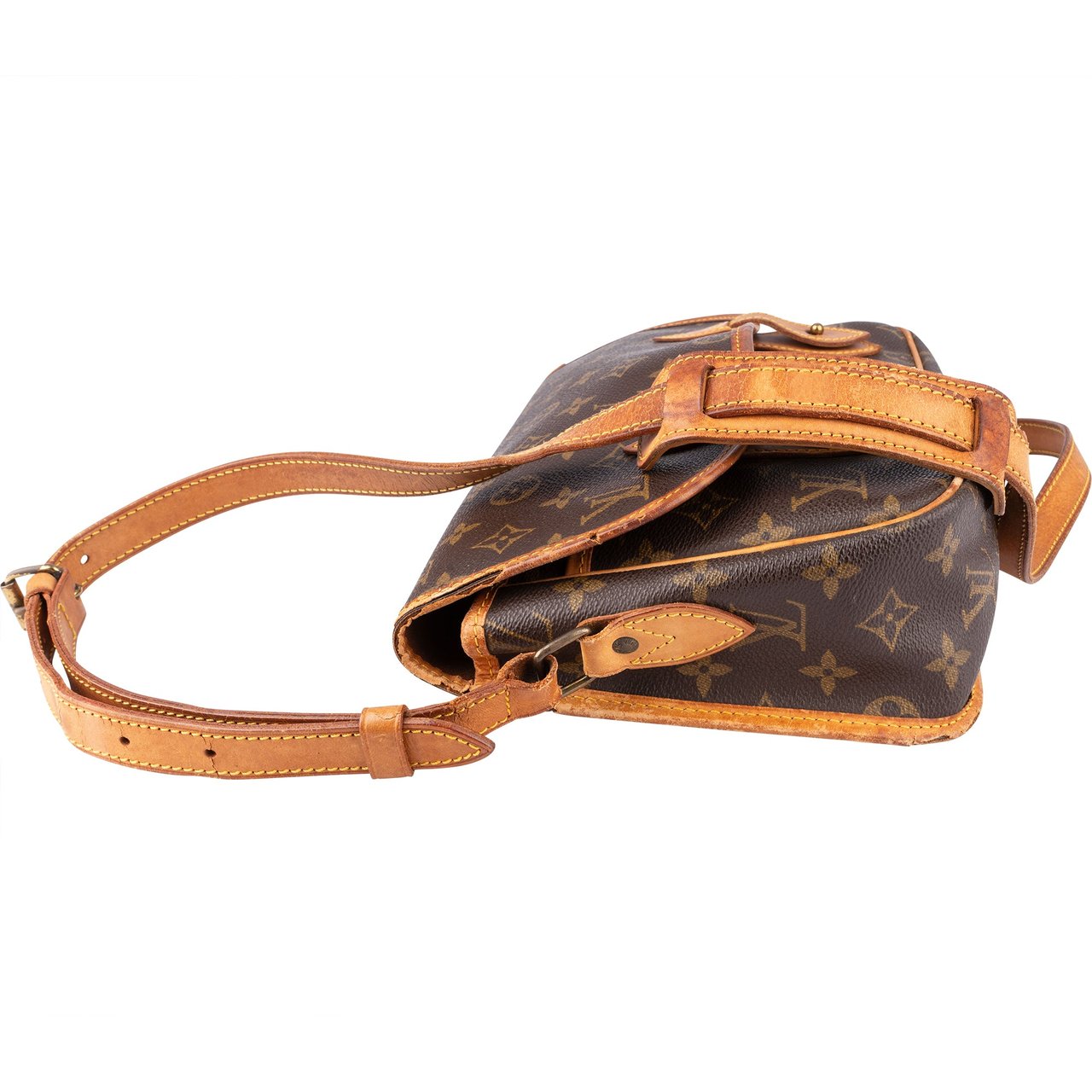 Louis Vuitton Louis Vuitton Canvas Monogram Gibeciere MM Crossbody Bag Bruin
