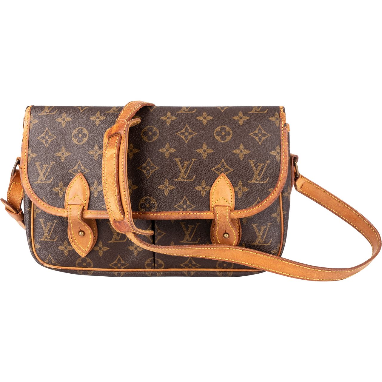 Louis Vuitton Louis Vuitton Canvas Monogram Gibeciere MM Crossbody Bag Bruin