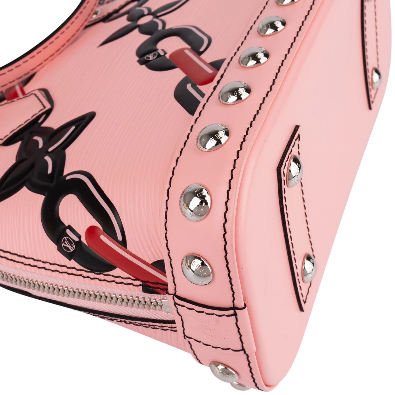 Louis Vuitton Louis Vuitton Pink Epi Leather Chain Flower Alma BB Handbag Rood