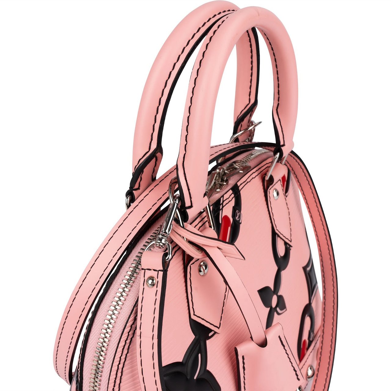 Louis Vuitton Louis Vuitton Pink Epi Leather Chain Flower Alma BB Handbag Rood