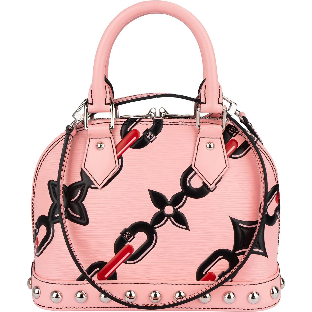 Louis Vuitton Louis Vuitton Pink Epi Leather Chain Flower Alma BB Handbag Rood