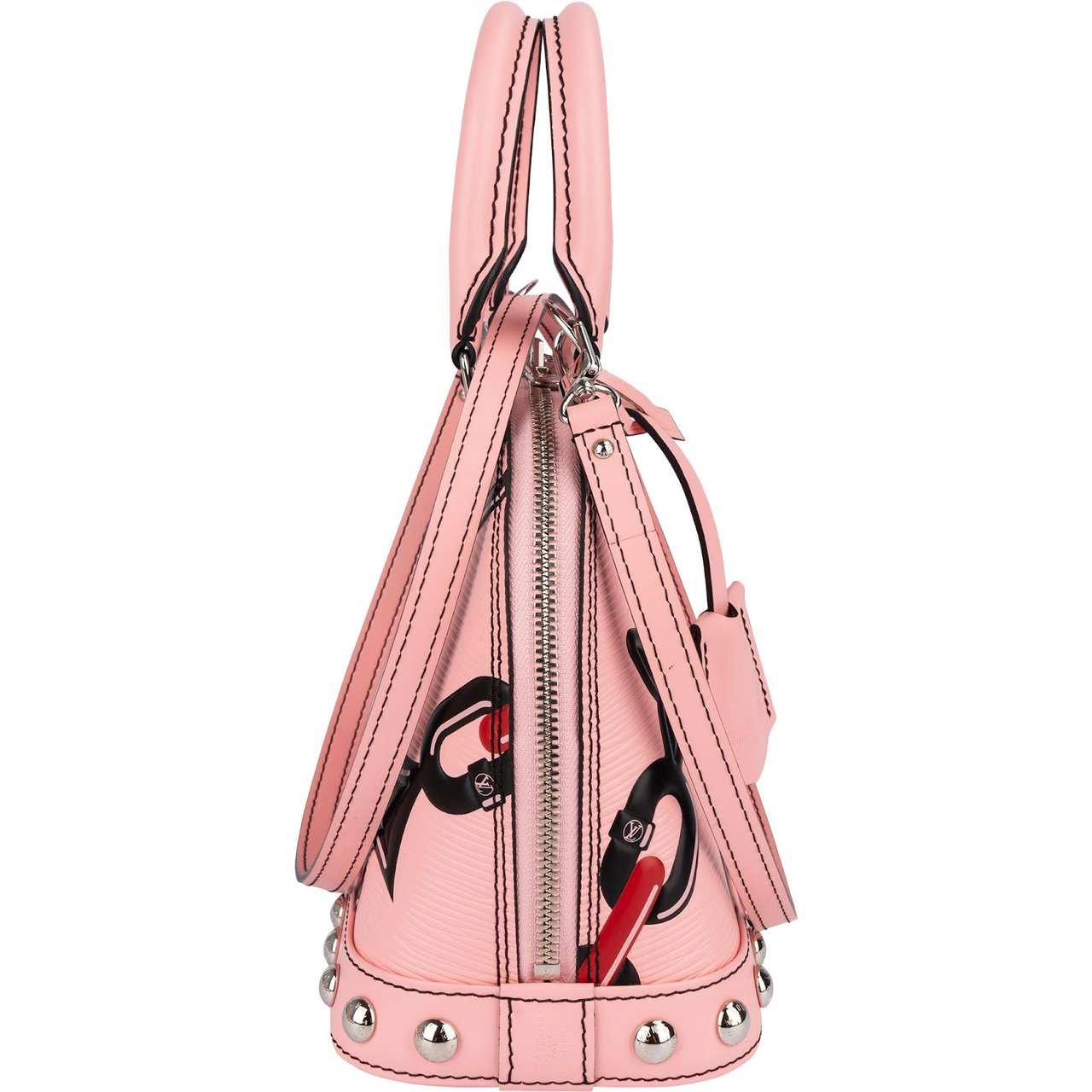 Louis Vuitton Louis Vuitton Pink Epi Leather Chain Flower Alma BB Handbag Rood