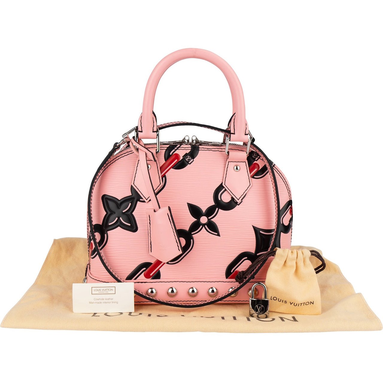 Louis Vuitton Louis Vuitton Pink Epi Leather Chain Flower Alma BB Handbag Rood