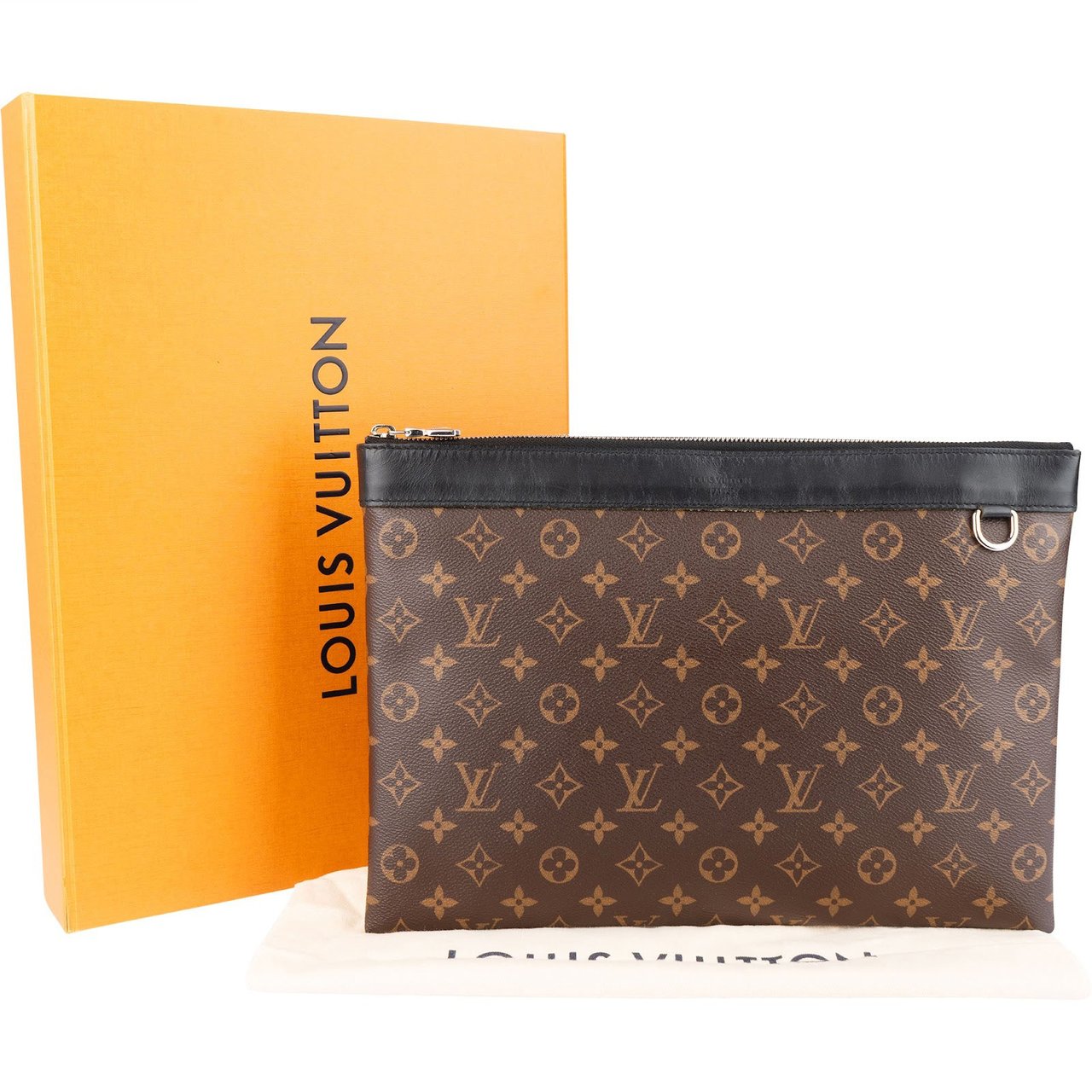 Louis Vuitton Louis Vuitto Monogram Macassar Pochette Voyage Laptop Clutch Bruin