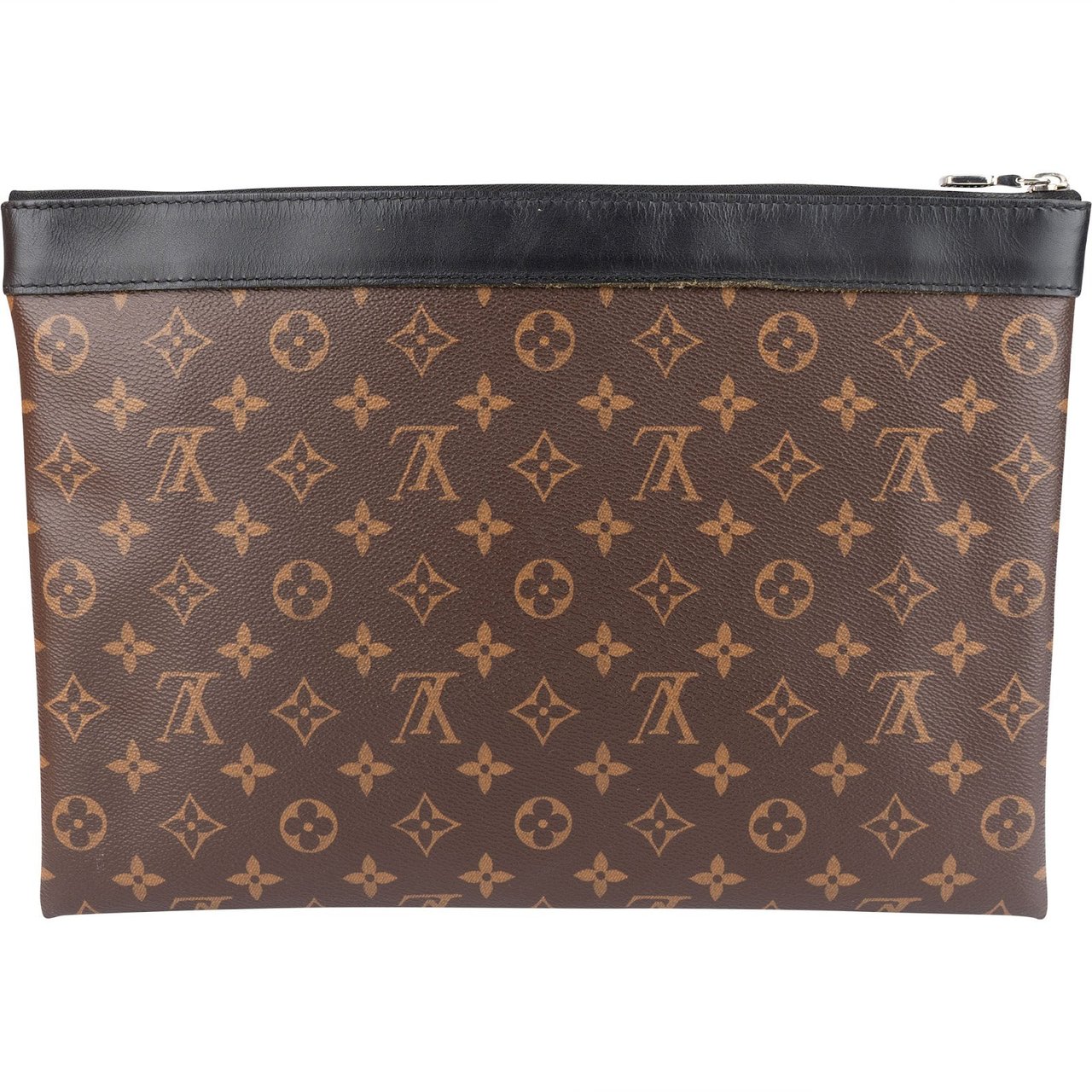 Louis Vuitton Louis Vuitto Monogram Macassar Pochette Voyage Laptop Clutch Bruin