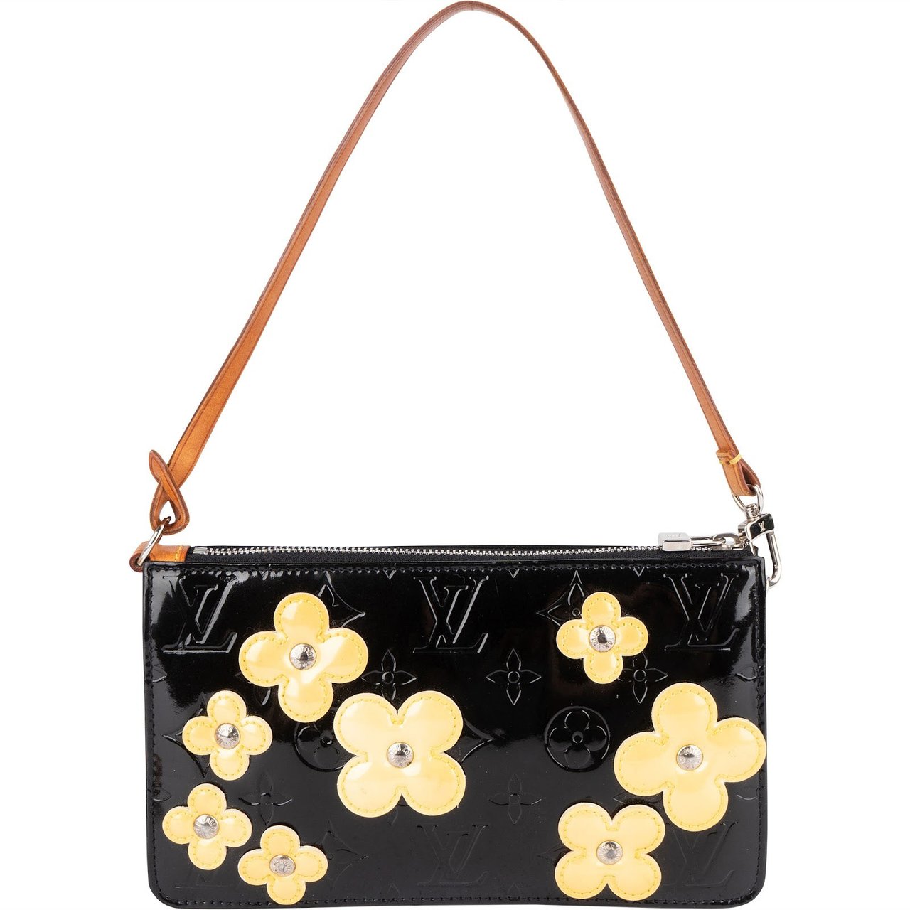 Louis Vuitton Louis Vuitton Monogram Vernis Leather Lexington Fleurs Pochette Handbag Zwart