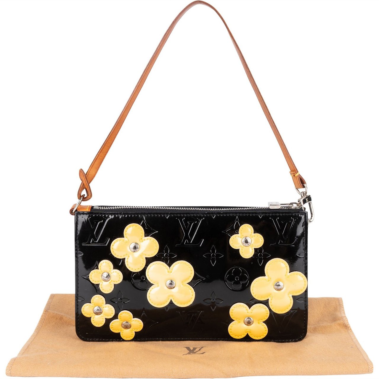 Louis Vuitton Louis Vuitton Monogram Vernis Leather Lexington Fleurs Pochette Handbag Zwart