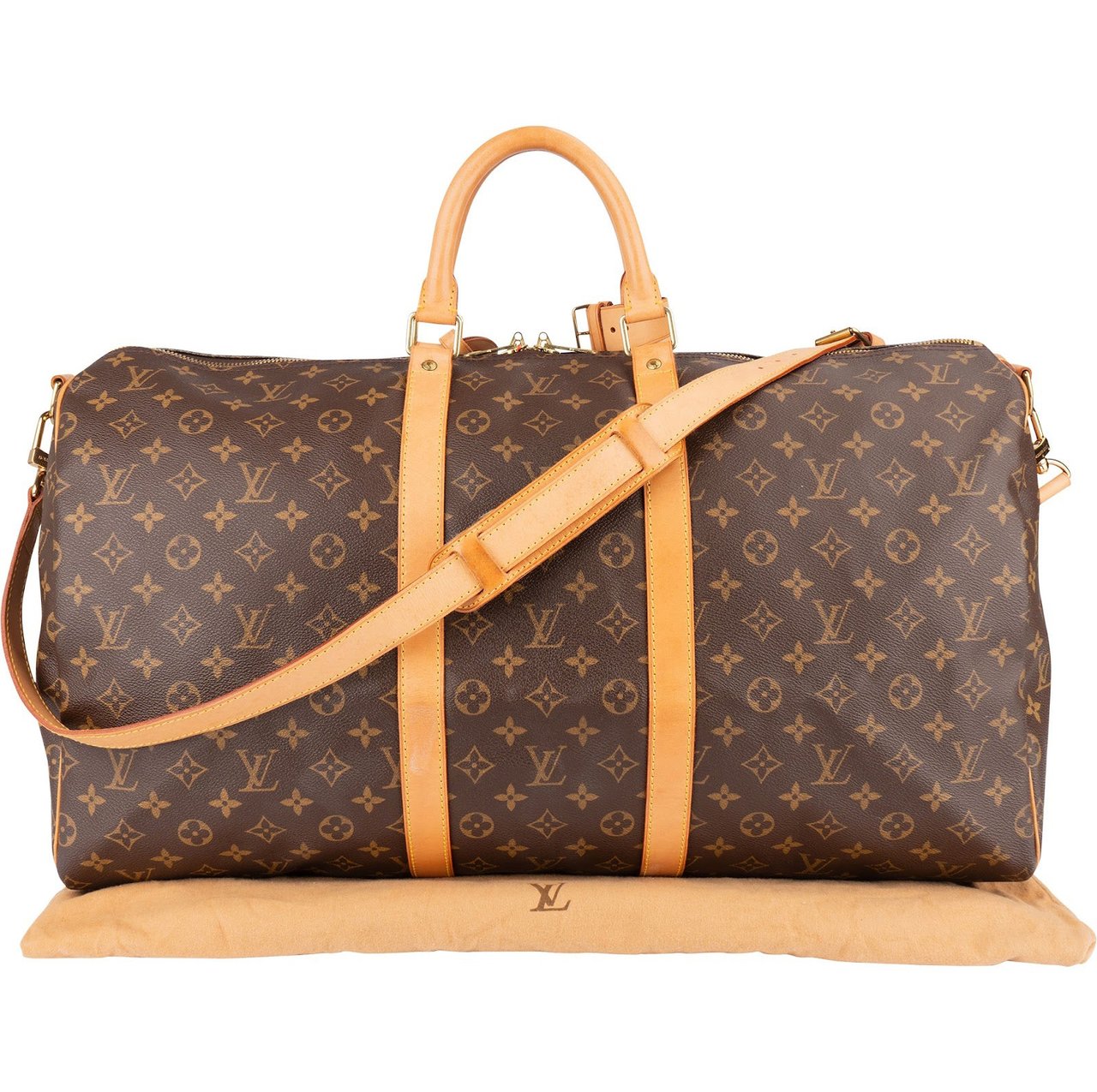Louis Vuitton Louis Vuitton Monogram Canvas Keepall 55 Bandoulière Travel Bag Bruin