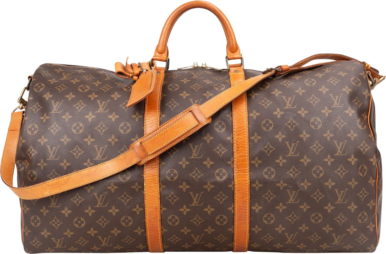Louis Vuitton Monogram Canvas Keepall 60 Bandoulière Travel Bag Bruin