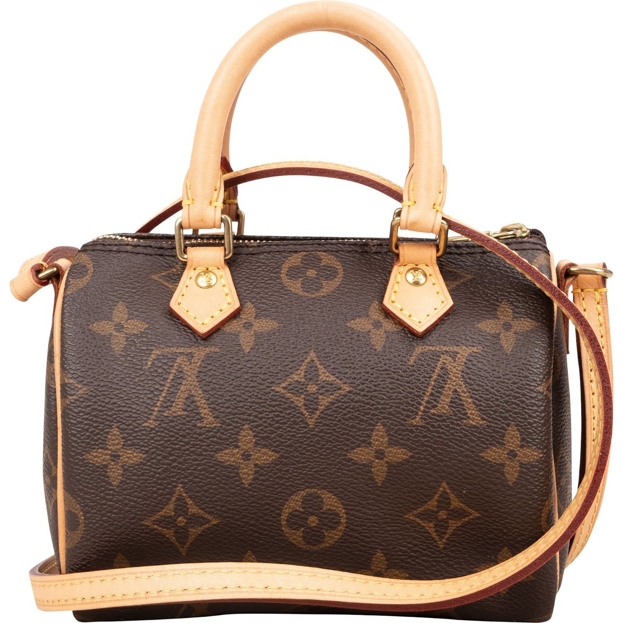 Louis Vuitton Louis Vuitton Monogram Canvas Nano Speedy Crossbody Handbag Bruin