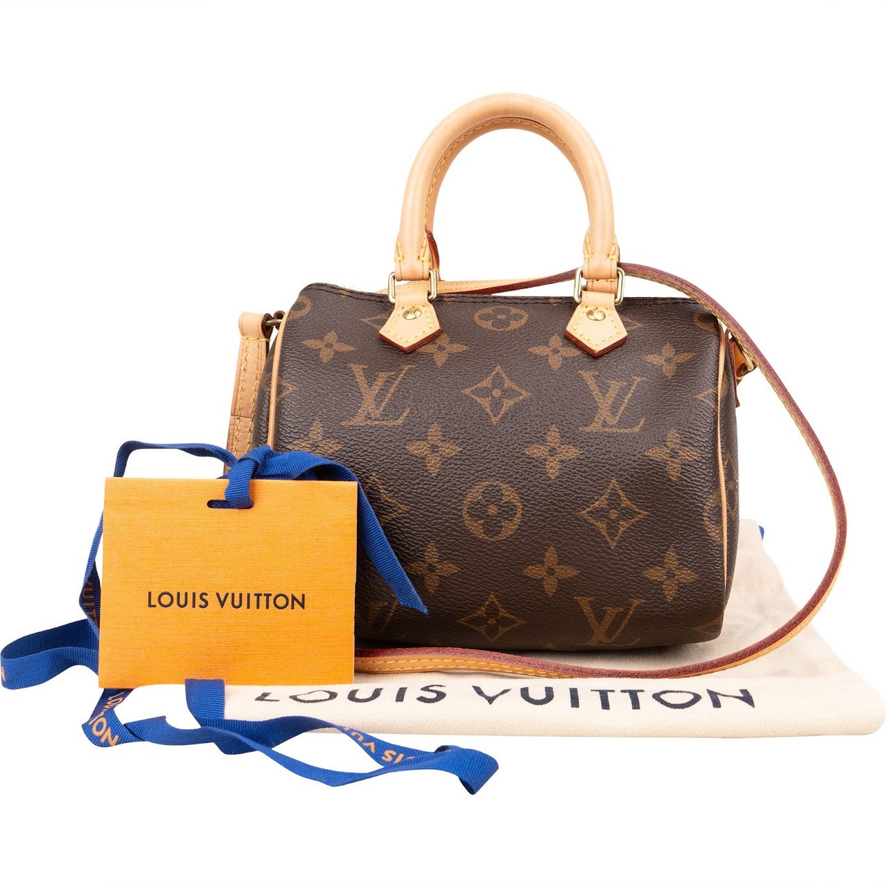 Louis Vuitton Louis Vuitton Monogram Canvas Nano Speedy Crossbody Handbag Bruin