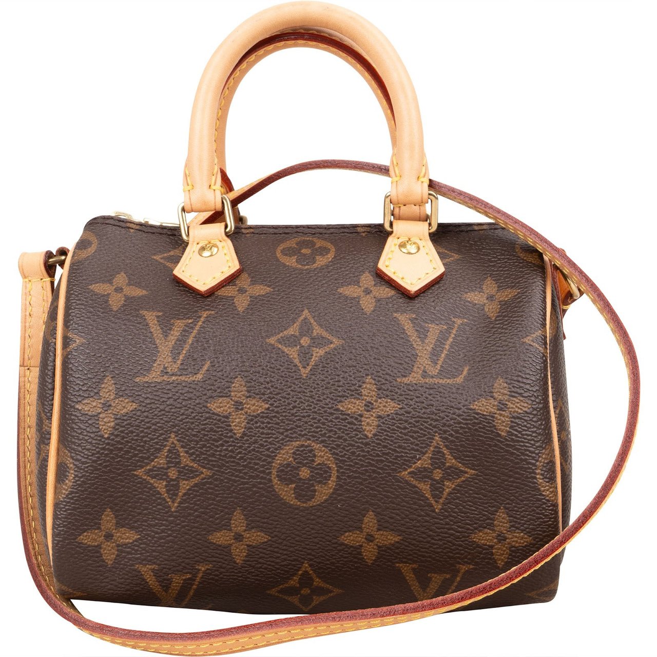 Louis Vuitton Louis Vuitton Monogram Canvas Nano Speedy Crossbody Handbag Bruin