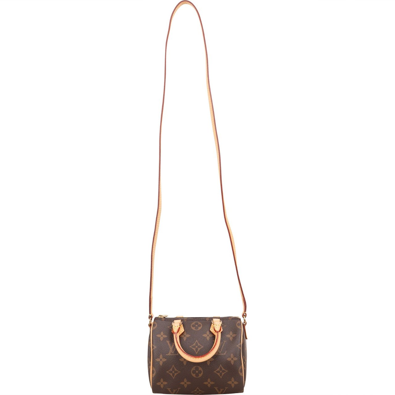 Louis Vuitton Louis Vuitton Monogram Canvas Nano Speedy Crossbody Handbag Bruin